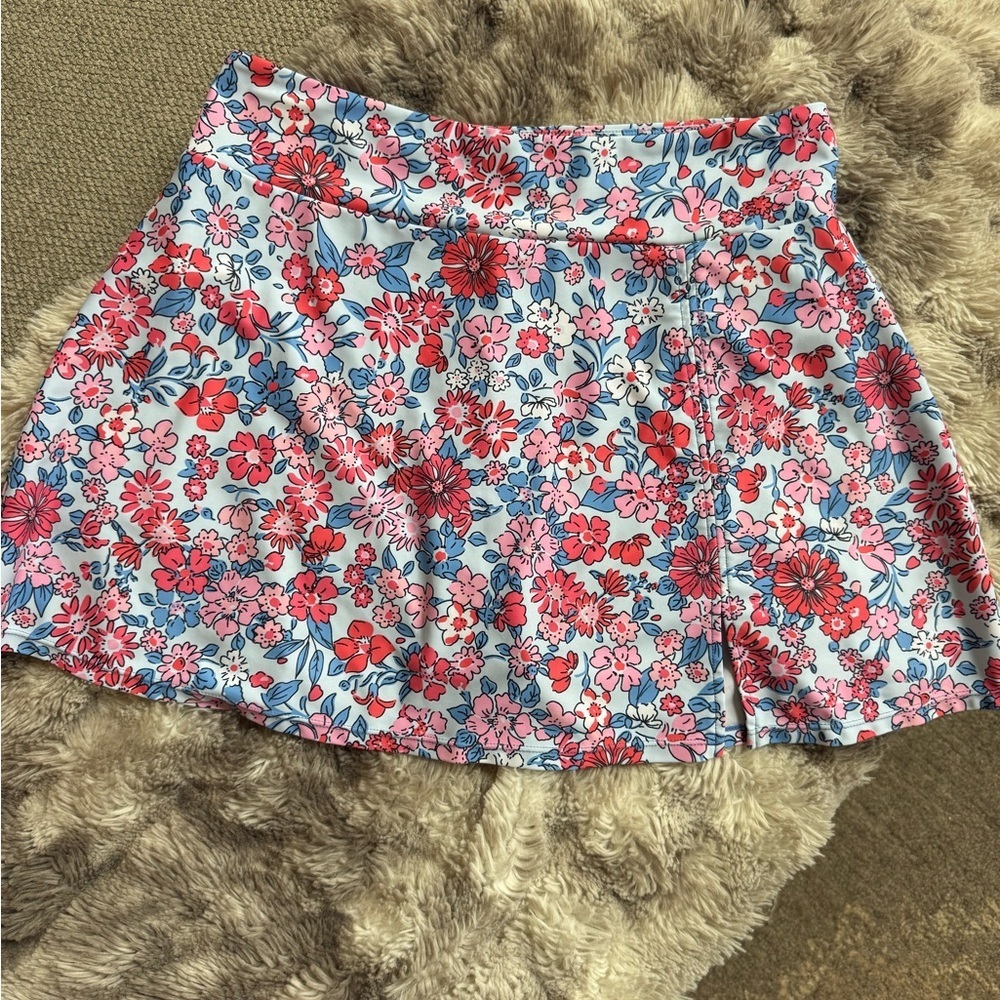 Floral Women's Skirtskort - Blue and Pink one day in June.